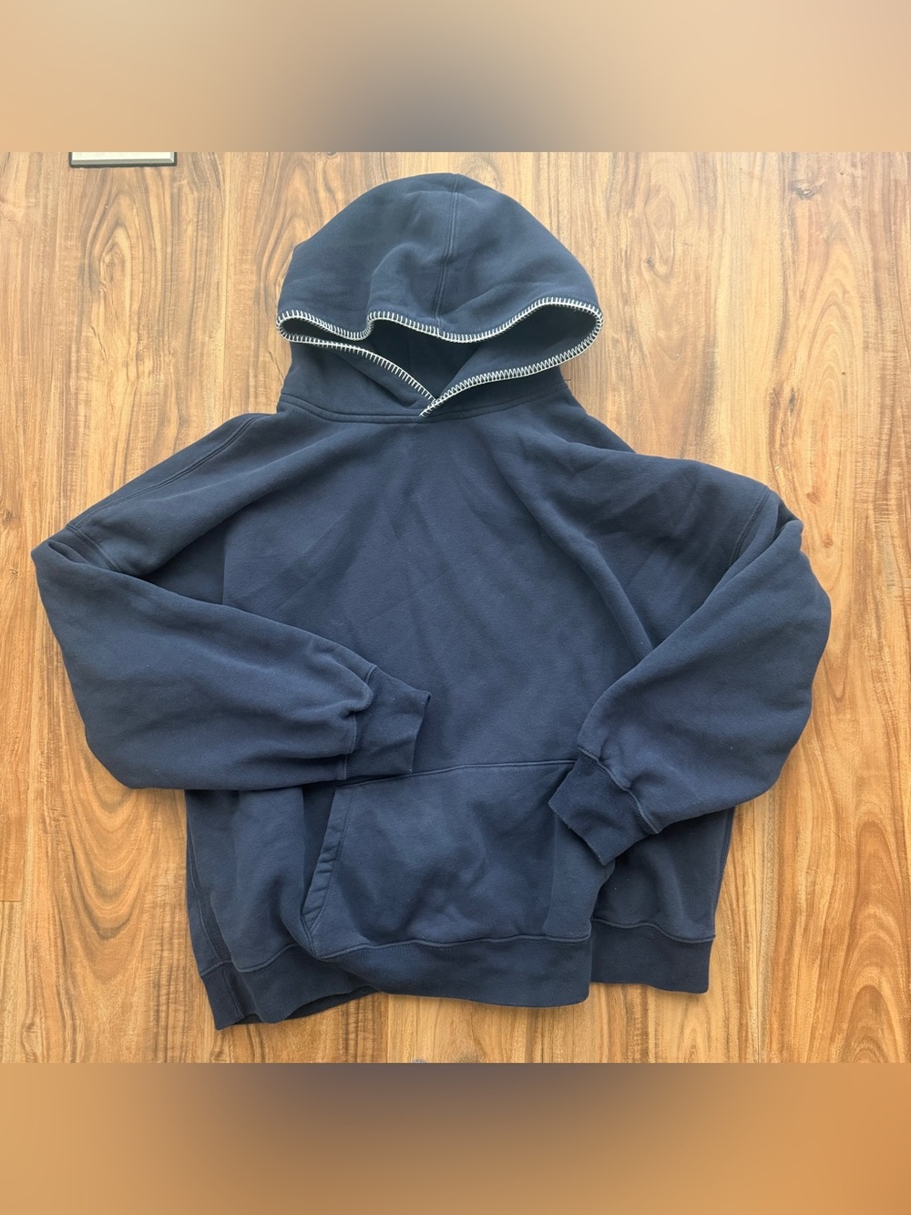 Abercrombie & Fitch Navy Hoodie with White Contrast Stitching